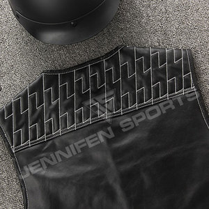 Mens Genuine Leather Motorcycle <b>Vest</b> For Men <b>Black</b> Diamond Stitched Concealed Carry Biker <b>Vest</b> Customized Leather Jacket - Product Image 5