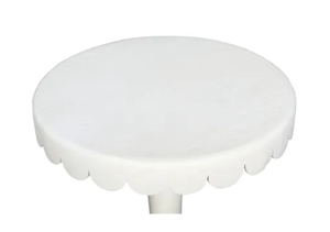 <b>White</b> Round Pedestal <b>Coffee</b> <b>Table</b> Scalloped Tabletop Accent Side <b>Table</b> for Living Room - Product Image 3