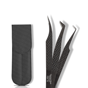 Pince à épiler pour extensions de cils en acier inoxydable, lot de 2, couleur noire, produit de beauté, fabrication artisanale - Product Image 1