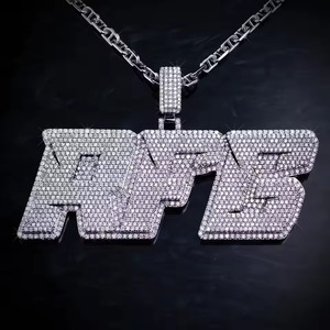 Custom Letter Name Pendant 925 <b>Silver</b> Moissanite Micro Pave Hip Hop Style Men's Jewelry Fully Iced Out Rapper Bling Pendant - Product Image 1