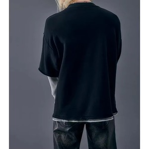 Oversize Double <b>Layer</b> T-Shirt Custom Print Knit <b>Top</b> 100% Cotton Quick Dry & Breathable for Men - Product Image 2