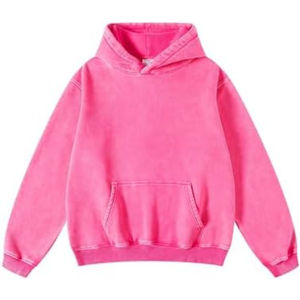 เสื้อฮู้ดดี้โอเวอร์ไซส์คุณภาพสูง ผ้าฝ้ายฟอกสีสไตล์วินเทจ สีชมพู ไซส์ใหญ่ สำหรับผู้ชายและผู้หญิง - Product Image 1
