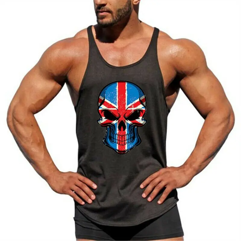 Spor salonu erkekler kas kolsuz gömlek Tank Top vücut geliştirme spor spor egzersiz yelek