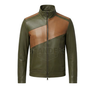 Sleek Two Piece Leather Set Featuring Long Sleeve <b>Track</b> <b>Jacket</b> And Matching Pants For Men Casual Sportswear - Product Image 3