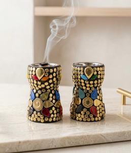 Brûleur d'encens en bois avec insert métallique, diffuseur d'aromathérapie, style japonais, utilisation toute saison, décoration Ramadan Eid, design unique - Product Image 2