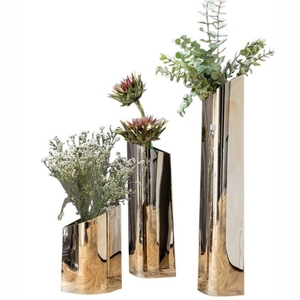 Florero Moderno de Lujo en Metal Dorado, Florero Decorativo de Latón Cepillado para Mesa, para Hogar, Sala de Estar, Hotel, Decoración de Bodas - Product Image 4