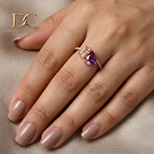 Bague en or massif 14 carats avec diamant de laboratoire, morganite et alexandrite de laboratoire, bijoux de luxe pour femmes, certifiés IGI - Product Image 6