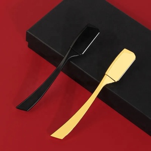 Rasoir droit professionnel noir sur mesure en gros, non pliable, pour rasage de barbier, en acier inoxydable avec manche en bois - Product Image 4