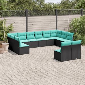 Set Divano da Esterno 12 Pezzi in Polyrattan Nero con Cuscini - Elegante Collezione Arredamento da Giardino - Product Image 1