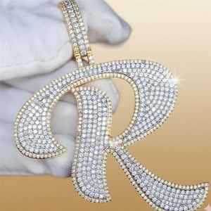 Colgante Personalizado con Letra Inicial de Moissanita VVS para Hombre, Estilo HipHop, Chapado en Plata 925 Certificada, con Incrustaciones de Diamantes - Product Image 5