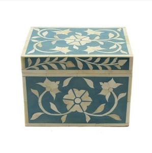 Rectangular Horn Bone Inlay Storage <b>Box</b> with Lid Minimalist Design Multifunction Black and White Chevron Pattern - Product Image 2
