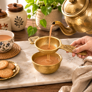 Brass Loose Leaf <b>Tea</b> Strainer Fine Mesh <b>Tea</b> <b>Infuser</b> Filter Reusable <b>Tea</b> Brewing Strainer for Teapot Kitchen Accessories - Product Image 3