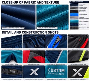Shorts de sport pour hommes avec poches - Bleu marine, gris, rouge, noir et six autres couleurs - Fabricant de vêtements de sport et d'articles de plein air - Product Image 4