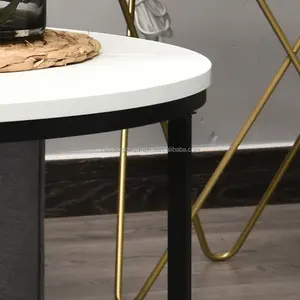 Table à manger moderne de luxe avec plateau en fer et cadre doré, élégante table console à double niveau, finition laiton écologique Zahid Exports - Product Image 2