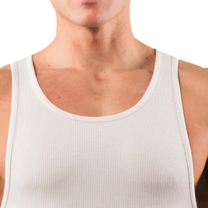Camiseta sin mangas blanca acanalada para hombre, corte clásico, chaleco deportivo ligero, para gimnasio, entrenamiento, fitness, uso casual de verano, prenda básica - Product Image 3