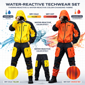 Trendy Custom Color Changing Fashion Designer Thermochromic Streetwear Water Reactive Windbreaker Waterproof Rain <b>jacket</b> for <b>men</b> - Product Image 2