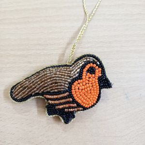 Ornements de coq et d'oiseaux perlés colorés décorations suspendues brodées à la main artisanales pour les amateurs d'art de décor d'arbres de vacances - Product Image 4