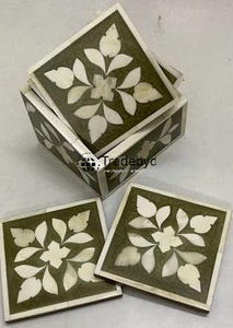 Ensemble de sous-verres de luxe en os incrusté, faits à la main, 4x4 pouces, carrés, qualité supérieure, couleurs et logo personnalisables, marque Tradebyd - Product Image 5