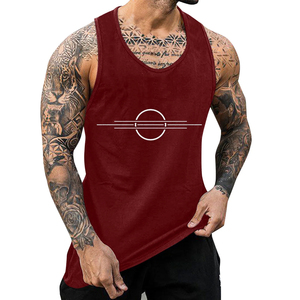 เสื้อกล้ามคอกลมสีแดงเบอร์กันดีสำหรับผู้ชาย ผลิตจากผ้าฝ้าย 100% เป็นมิตรต่อสิ่งแวดล้อม แบบถักทอเนื้อผ้าแบบซักแล้ว สไตล์ลำลองแบบสมาร์ทแคชชวล - Product Image 6