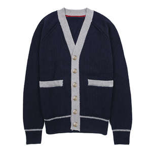 Cardigan décontracté personnalisé en gros pour l'automne/hiver, col en V, broderie, unisexe, polyester/coton - Product Image 6