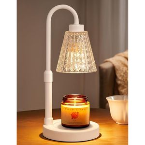Dimmable White Crystal Candle Warmer Lamp <b>Timer</b> Height Adjustable Wax Melts Warmer for Birthdays Jar Candles-Product Candle - Product Image 1