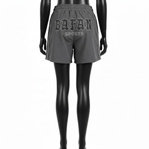 กางเกงว่ายน้ำผู้หญิง 120 GSM แห้งเร็ว ผลิตจากโพลีเอสเตอร์ผสมสแปนเด็กซ์ สีเทา ด้านข้างตัดด้วยเลเซอร์ ประดับคริสตัล โลโก้แบบรีดร้อน - Product Image 2