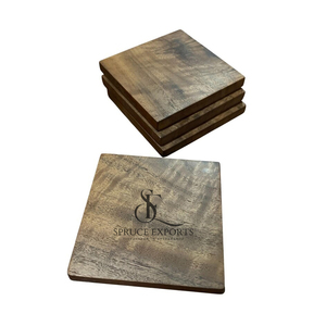 Luxury Square Dark <b>Walnut</b> Wooden Coaster Set With Caddy Holder. Premium Heat Insulated <b>Table</b> Mats For <b>Coffee</b> Mugs Home Decor - Product Image 5