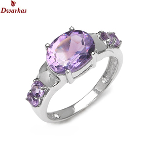 Anillo de plata de ley 925 con amatista natural, joyería fina de lujo, anillos de boda a la moda. - Product Image 1