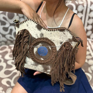 กระเป๋าหนังนิ่มคลุมผมสไตล์ตะวันตกสำหรับผู้หญิง, กระเป๋าหนังสไตล์โบฮีเมียนขนสัตว์คุณภาพสูง - Product Image 4