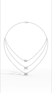Collier triple rangée en or 10 carats avec émeraudes et diamants de laboratoire taille poire, design de luxe gradué - Product Image 3
