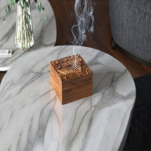 Quemador de incienso de madera tallada con mapa de los Emiratos Árabes Unidos, tapa texturizada, quemador de carbón de Oud de Dubái de lujo para decoración del hogar. - Product Image 5