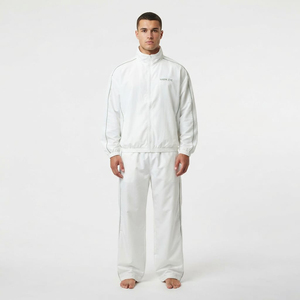 Two Piece <b>Men's</b> Nylon Tracksuit Windbreaker Sports <b>Jacket</b> and Pants Activewear Set Solid <b>White</b> Tracksuit For <b>Men</b> - Product Image 1
