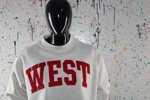 Sudadera WEST RED con Cuello Alto, 100% Gris Ceniza, Apliques Bordados, Cuello Ancho, Hilos Finos - Product Image 4