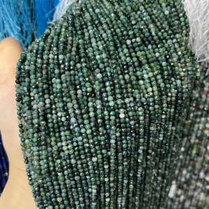 Cuentas Redondas Facetadas de Ágata Musgosa Natural para Diseño de Joyería DIY, Cuentas Sueltas de Ágata Verde Tallada en Forma Redonda - Product Image 3