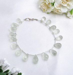 ลูกปัดอเมทิสต์สีเขียวทรงหยดน้ำเจียระไน ลูกปัดพลอยธรรมชาติสำหรับทำเครื่องประดับชั้นดี - Product Image 4