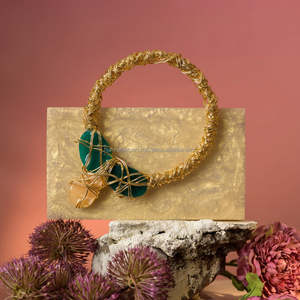 La mejor calidad, moda clásica, aspecto de mármol, madre perla, bolso de mano India/bolso de hombro, fiesta de boda, Asa de resina con cuentas - Product Image 2