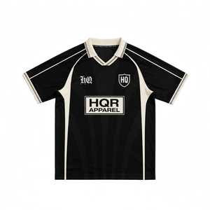 HQR Apparel <b>Men's</b> Black Short Sleeve Casual Cotton Breathable <b>T</b>-<b>Shirt</b> with Contrast Trim Regular Fit V-Neck Printed Design - Product Image 1