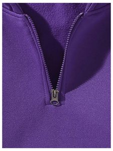 Sudadera con Capucha Unisex Morada con Cierre de Cremallera, Color Sólido, Corte Holgado, Manga Regular, Tejido de Felpa Francesa, Sudaderas Personalizadas - Product Image 3