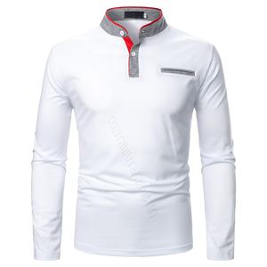 Nouveaux T-shirts d'été pour hommes, t-shirt personnalisé en coton, haut extensible, léger, respirant, Sweat-Shirt, revers de sport, couleur Pure, manches longues - Product Image 1