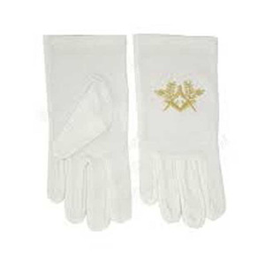 Guantes Blancos de Algodón con Emblema de Águila Bordado, Largos hasta la Muñeca, Alta Calidad y Mejor Precio, Guantes Masónicos Blancos Personalizados - Product Image 6