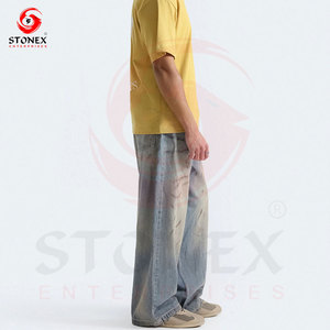 Jeans de Mezclilla Anchos para Hombre, Estilo Vintage, Color Azul Claro, Desgastados, Corte Holgado, Moda Casual Urbana, Jeans de Algodón - Product Image 6