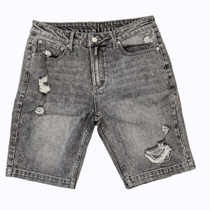 Shorts en jean vintage brodés déchirés pour homme, taille plus, coupe droite, style Y2K, streetwear d'été, 100% coton, délavage à la pierre - Product Image 6