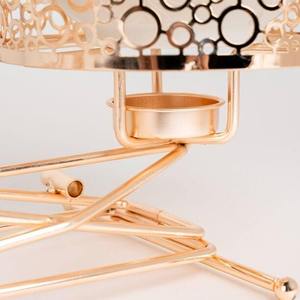 Wholesale 4 Compartment Round Stainless Steel Condiment Server Chafing Dish Set Rose Gold Interlocking Wire Bridge <b>Stand</b> Laser - Product Image 5