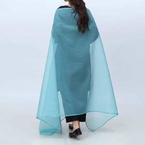 Bleu Plain Organza Dupatta PS4702 pour les robes de bal - Product Image 1
