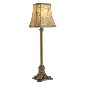 Lámpara de Mesa Tradicional de Latón con Pantalla de Tela Beige, Estilo Empire, E27 LED, Control de Interruptor, Lámpara Decorativa Grande para Sala de Estar - Product Image 1