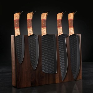 Juego de Cuchillos de Chef de Acero al Carbono Forjados a Mano, 5 Piezas, Cuchillos de Carnicero con Mangos de Palisandro Ambidiestros y Bolsa de Cuero Enrollable - Product Image 4