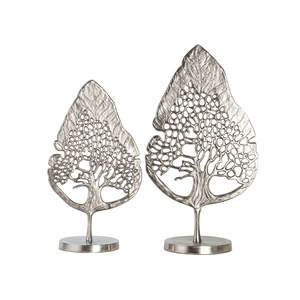 Juego de Esculturas Vintage de Árbol de la Vida en Aluminio Plateado, Adorno Único para Mesa de Hogar u Oficina, Figura Decorativa, Estatua de Hoja Metálica al por Mayor - Product Image 1