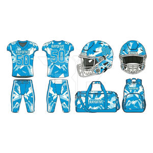 Uniforme de Fútbol Americano Diseño Azul y Blanco 100% Poliéster Transpirable Manga Corta con Marca Personalizada por Rayofive - Product Image 3