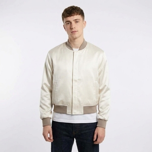 Chaqueta Urbana de Satén de Seda Azul Cian Brillante con Cremallera Frontal Completa, Dobladillo Elástico y Puños Acanalados, Estilo Moderno y Fresco - Product Image 4