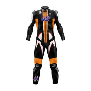JACK MILLER motocp Gears มอเตอร์ไซค์แข่งหนังวัวสีดำ1ชิ้นชุดจั๊มสูท/ขี่จิงโจ้นักขี่มอเตอร์ไซค์ traje Level 2เกราะ - Product Image 1